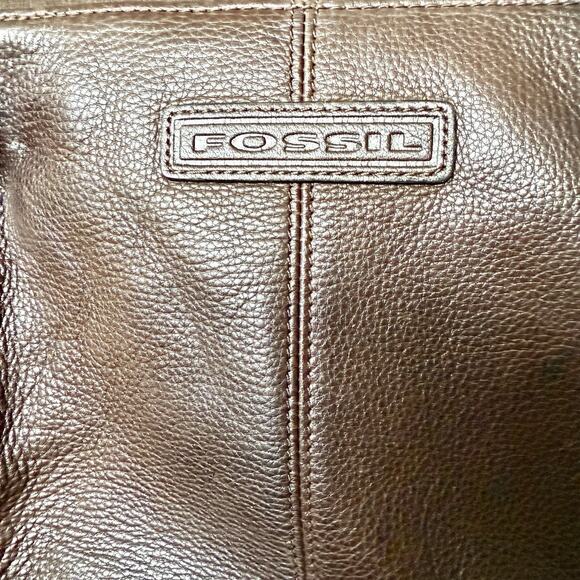 Vintage Fossil Brown Leather Messenger Crossbody Satchel Bag 9"x8"x4" - Picture 3 of 8